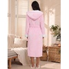 Ekouaer Plush Warm Robes for Women Fluffy Hooded Robe Soft Fleece Long Bathrobe(Pink)