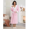 Ekouaer Plush Warm Robes for Women Fluffy Hooded Robe Soft Fleece Long Bathrobe(Pink)