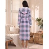 Ekouaer Plush Warm Robes for Women Fluffy Hooded Robe Soft Fleece Long Bathrobe(Plaid Blue & Pink)