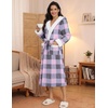 Ekouaer Plush Warm Robes for Women Fluffy Hooded Robe Soft Fleece Long Bathrobe(Plaid Blue & Pink)