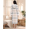Ekouaer Plush Warm Robes for Women Fluffy Hooded Robe Soft Fleece Long Bathrobe(Plaid Grey Khaki)