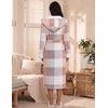 Ekouaer Plush Warm Robes for Women Fluffy Hooded Robe Soft Fleece Long Bathrobe(Plaid Grey Pink)