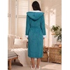 Ekouaer Plush Warm Robes for Women Fluffy Hooded Robe Soft Fleece Long Bathrobe(Teal Blue)