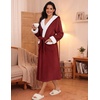 Ekouaer Plush Warm Robes for Women Fluffy Hooded Robe Soft Fleece Long Bathrobe(Wine Red)