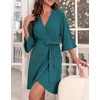 Ekouaer Robes for Women Lightweight Waffle Knit Short Ruffle Bath Robe(Teal)