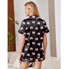 Ekouaer Satin Pajamas for Women Silk Pjs Short Set 2 Piece Lounge Sets(Black Bow Ties)