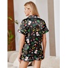 Ekouaer Satin Pajamas for Women Silk Pjs Short Set 2 Piece Lounge Sets(Black Christmas)