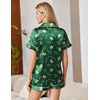 Ekouaer Satin Pajamas for Women Silk Pjs Short Set 2 Piece Lounge Sets(Green Christmas)