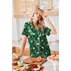Ekouaer Satin Pajamas for Women Silk Pjs Short Set 2 Piece Lounge Sets(Green Christmas)