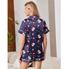 Ekouaer Satin Pajamas for Women Silk Pjs Short Set 2 Piece Lounge Sets(Navy Christmas)