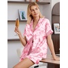 Ekouaer Satin Pajamas for Women Silk Pjs Short Set 2 Piece Lounge Sets(Pink Bow Ties)