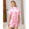 Ekouaer Satin Pajamas for Women Silk Pjs Short Set 2 Piece Lounge Sets(Pink Bow Ties)