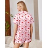 Ekouaer Satin Pajamas for Women Silk Pjs Short Set 2 Piece Lounge Sets(Pink Christmas)