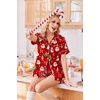 Ekouaer Satin Pajamas for Women Silk Pjs Short Set 2 Piece Lounge Sets(Red Christmas)