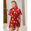 Ekouaer Satin Pajamas for Women Silk Pjs Short Set 2 Piece Lounge Sets(Red Christmas)