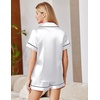 Ekouaer Satin Pajamas for Women Silk Pjs Short Set 2 Piece Lounge Sets(White)