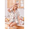 Ekouaer Satin Pajamas for Women Silk Pjs Short Set 2 Piece Lounge Sets(White Christmas)