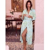 Ekouaer Women Robes Long Knit Bathrobe Soft Kimono Loungewear with Pockets(Green Daisy)