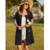 Ekouaer Women Zipper Front House Coat Robe Zip Up Bathrobes Short Nightgown(Black)