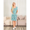 Ekouaer Women Zipper Front House Coat Robe Zip Up Bathrobes Short Nightgown(Blue Crushed Floral)