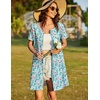 Ekouaer Women Zipper Front House Coat Robe Zip Up Bathrobes Short Nightgown(Blue Crushed Floral)