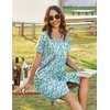 Ekouaer Women Zipper Front House Coat Robe Zip Up Bathrobes Short Nightgown(Blue Crushed Floral)