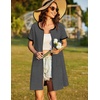 Ekouaer Women Zipper Front House Coat Robe Zip Up Bathrobes Short Nightgown(Deep Gray)