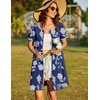 Ekouaer Women Zipper Front House Coat Robe Zip Up Bathrobes Short Nightgown(Evening Blue Vines)