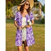 Ekouaer Women Zipper Front House Coat Robe Zip Up Bathrobes Short Nightgown(Floral Purple)