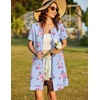 Ekouaer Women Zipper Front House Coat Robe Zip Up Bathrobes Short Nightgown(Hibiscus Floral)