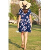 Ekouaer Women Zipper Front House Coat Robe Zip Up Bathrobes Short Nightgown(Navy Blue Floral)