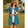 Ekouaer Women Zipper Front House Coat Robe Zip Up Bathrobes Short Nightgown(Peacock Blue)