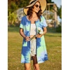 Ekouaer Women Zipper Front House Coat Robe Zip Up Bathrobes Short Nightgown(Tie Dye Blue)