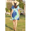 Ekouaer Women Zipper Front House Coat Robe Zip Up Bathrobes Short Nightgown(Tie Dye Blue)