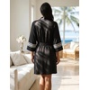 Ekouaer Womens Robe Lightweight 3/4 Sleeve Soft Knit Bathrobe Sleepwear(Black)