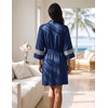 Ekouaer Womens Robe Lightweight 3/4 Sleeve Soft Knit Bathrobe Sleepwear(D Azure)