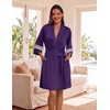 Ekouaer Womens Robe Lightweight 3/4 Sleeve Soft Knit Bathrobe Sleepwear(Dark Purple)
