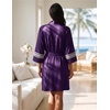 Ekouaer Womens Robe Lightweight 3/4 Sleeve Soft Knit Bathrobe Sleepwear(Dark Purple)