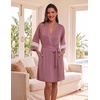 Ekouaer Womens Robe Lightweight 3/4 Sleeve Soft Knit Bathrobe Sleepwear(Gray Purple)
