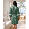 Ekouaer Womens Robe Lightweight 3/4 Sleeve Soft Knit Bathrobe Sleepwear(Gray-green)