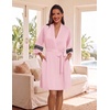 Ekouaer Womens Robe Lightweight 3/4 Sleeve Soft Knit Bathrobe Sleepwear(Hot Pink)