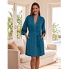 Ekouaer Womens Robe Lightweight 3/4 Sleeve Soft Knit Bathrobe Sleepwear(Lake Blue)