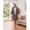 Ekouaer Womens Robe Lightweight 3/4 Sleeve Soft Knit Bathrobe Sleepwear(Light Brown)