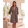 Ekouaer Womens Robe Lightweight 3/4 Sleeve Soft Knit Bathrobe Sleepwear(Light Brown)