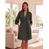 Ekouaer Womens Robe Lightweight 3/4 Sleeve Soft Knit Bathrobe Sleepwear(Military Green)