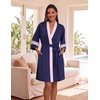 Ekouaer Womens Robe Lightweight 3/4 Sleeve Soft Knit Bathrobe Sleepwear(Navy Blue)