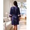 Ekouaer Womens Robe Lightweight 3/4 Sleeve Soft Knit Bathrobe Sleepwear(Navy Blue)