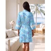 Ekouaer Womens Robe Lightweight 3/4 Sleeve Soft Knit Bathrobe Sleepwear(P Blue Butterfly)