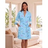 Ekouaer Womens Robe Lightweight 3/4 Sleeve Soft Knit Bathrobe Sleepwear(P Blue Butterfly)