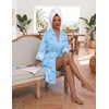 Ekouaer Womens Robe Lightweight 3/4 Sleeve Soft Knit Bathrobe Sleepwear(P Blue Butterfly)